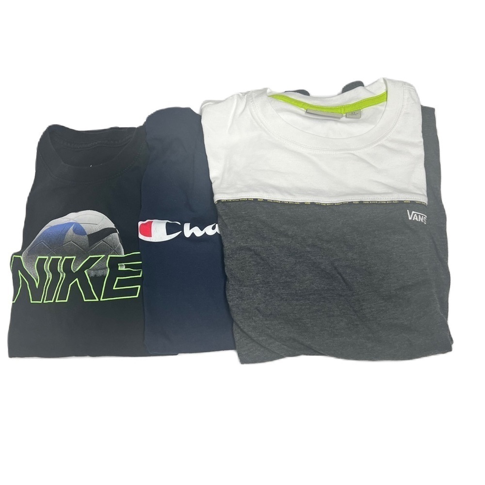 Boys Bundle 3 XL Tshirts VANS NIKE CHAMPION gray white navy logo graphic casual